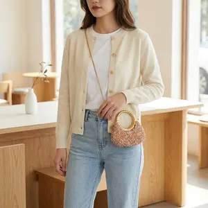 Women's Fashion Glitter Acrylic Shoulder Bag Chain Evening Clutch Purse Exquisite Lipstick Pouch for Banquet & Cocktail