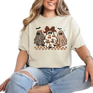 Pumpkin Check Bow Cheetah Ghost 11” Direct to Film Transfer for Creative Design Projects