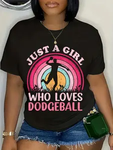 100% Cotton Unisex Dodgeball Player Vintage Just A Girl Who Loves Dodgeball Round Neck Short Sleeve T-Shirt Women's Men Graphic Tee