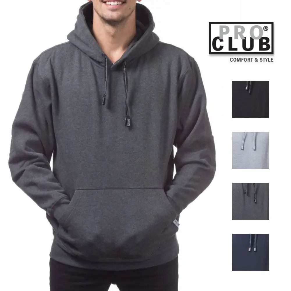 PROCLUB Men's Heavyweight Pullover Hoodie PRO CLUB Fleece Hooded Sweatshirt 2 Slash Pockets Casual Pullover Hoodies Heavy Comfy Cotton Warm
