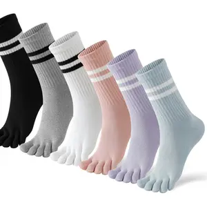 6 Pairs Toe Socks Women Five Fingers Crew Socks for Running Athletic Hiking Comfort Toe Separator Barefoot Sock 4 Pairs