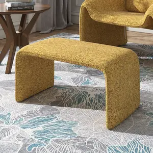 Mustard Yellow Boucle Ottoman