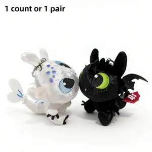 Toothless Magnetic Plush Backpack Charm, How to Train Your Dragon Toothless Cute Couple Handmade Keychain Charms, Perfect Gift for Girlfriend, Birthday & Valentine's Day
