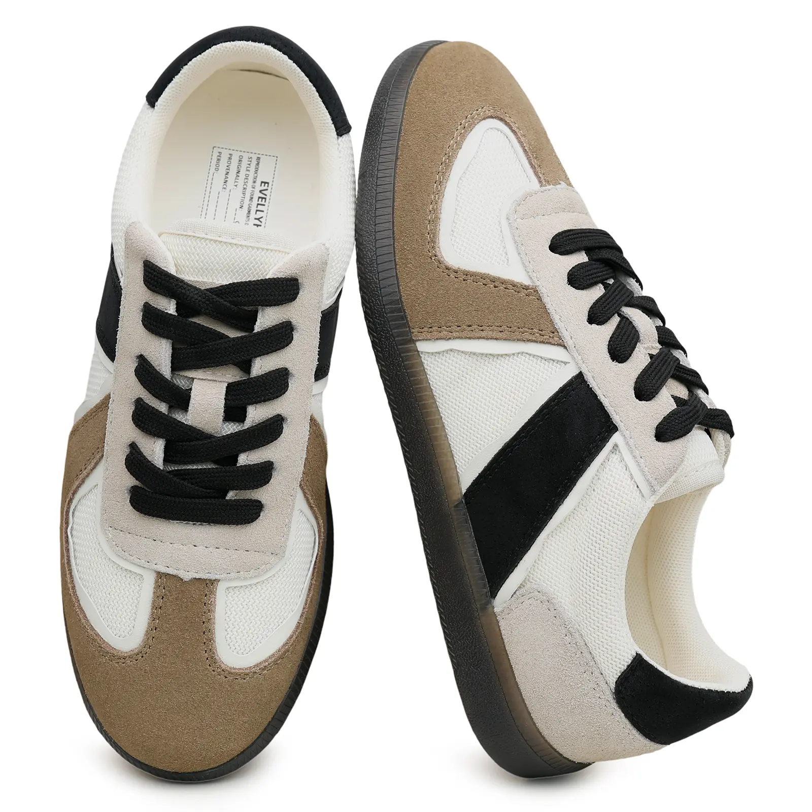 EVELLYHOOTD Panda Shoes | Women's Suede German Trainer Shoes Retro Casual Walking Shoes Comfortable Everyday Trainers Women's Lightweight Suede Sneakers Flexible Comfortable Retro Casual Trainers