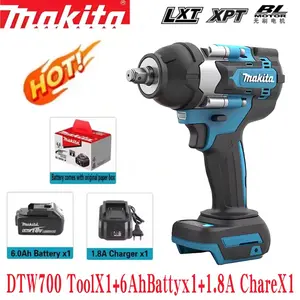 Makita DTW700 Electric Impact Wrench 1000 N.m High Torque 1/2 Inch Drive Compatible with 18V BL1860 Battery for Heavy-Duty Applications