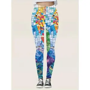 Colorful Print High-Waist Skinny Leggings – Stretchy, Comfortable Everyday Fit for Women