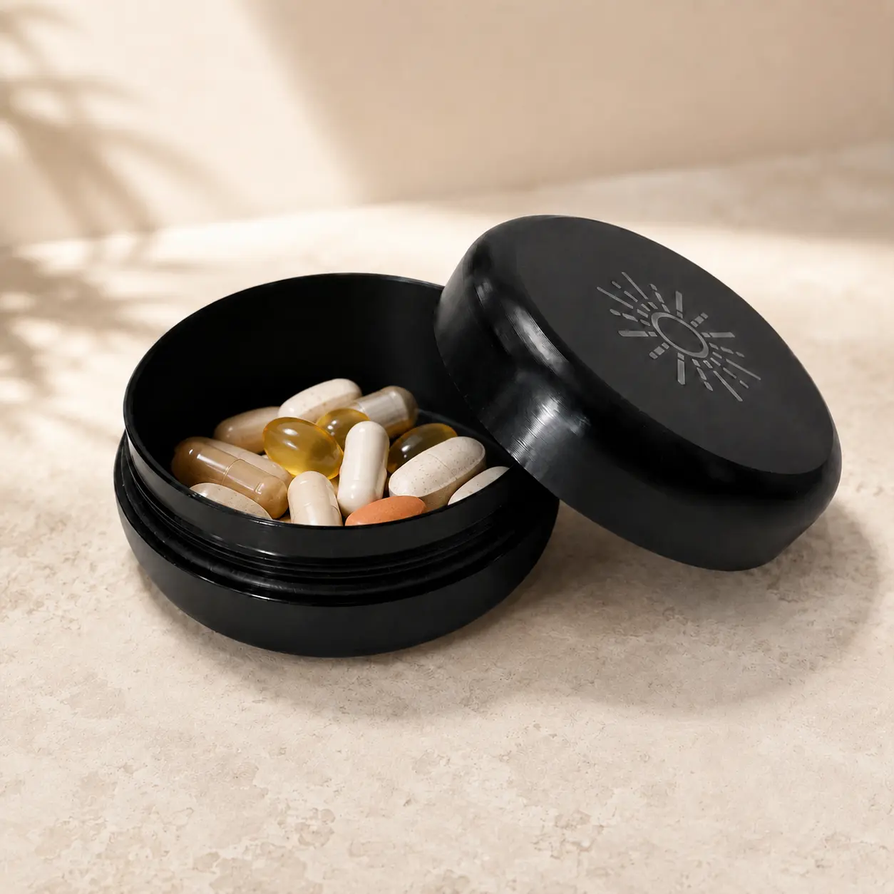 HOTZ Mini Aluminum Pill Case with Screw-Top Lid, 2 in Pocket Holder