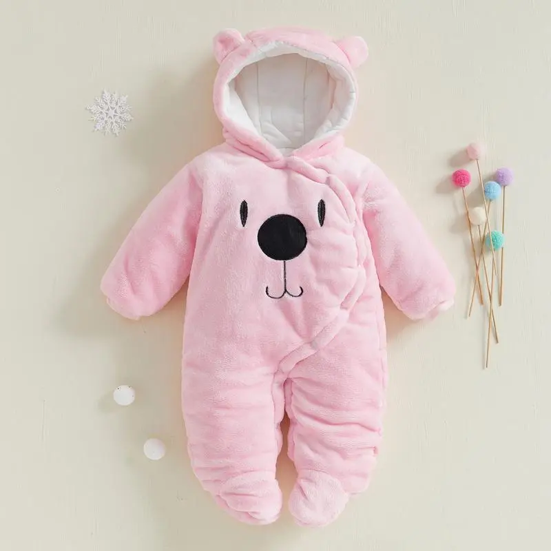 Baby Hooded Footie Romper Snap Up Fleece Snowsuit Winter Outwear Cute Pattern Jumpsuit Baby Hooded Footie Romper Snap Up Fleece Snowsuit Winter Outwear Cute Pattern Jumpsuit