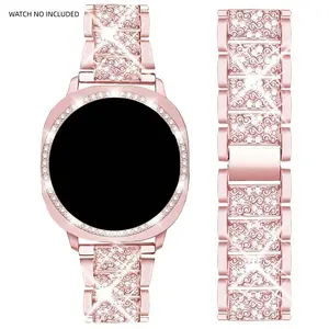 Compatible with Samsung Galaxy Watch 8/7/6 Bands 40mm/44mm, 20mm Bling Metal Bands with Bling Protective Cover Case for Women, Shiny Watch Replacement Strap for Daily Wear