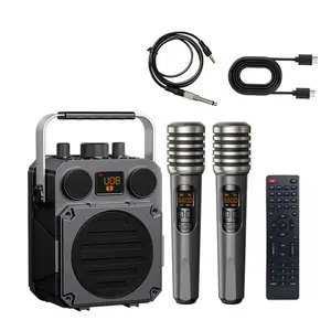 COHYAN K39 Portable Rechargeable PA Speaker System with Dual Wireless Microphones, 60W Bluetooth Karaoke Speaker, 5200mAh Loud Voice Amplifier with Remote Control, Bass & Treble Adjustment for Teaching, Parties, Tour Guides, Yoga, Speech & Outdoor