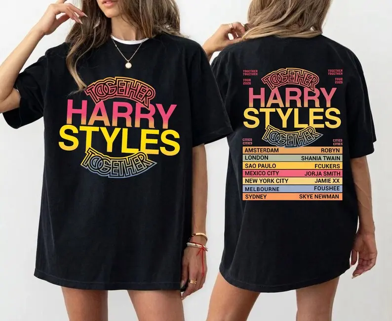 Harry Styles Shirt, Retro Tour Dates Tee, Together Together Tour 2026 T-Shirt, Vintage Music Merch, Aesthetic Concert Fan Gift Top