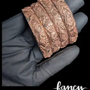 Pure and Solid Copper Everything Floral Adjustable Bangle with Intricate Engraving and Comfortable Fit