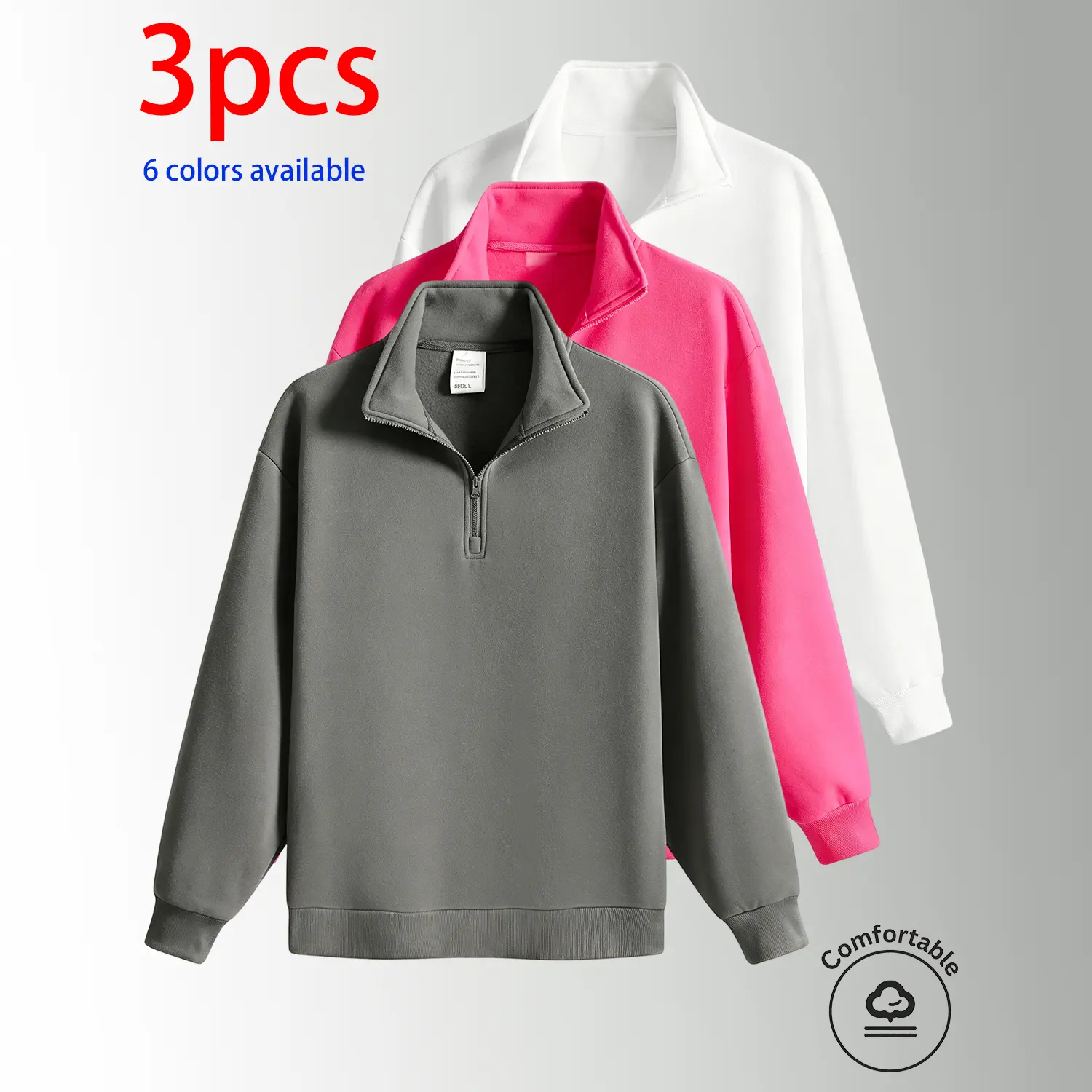 Dark gray + rose red + white