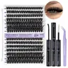 ANJOSIRMA Cluster Lashes Kit, 280pcs Natural Wispy D-Curl 10-16MM Lash Clusters (100D+120D) with Bond, Seal & Tweezers, Eye Makeup Accessories for Adult Cosmetic DIY Use