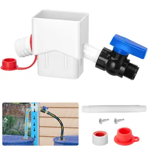 Downspout Diverter, WADEO Rain Barrel Diverter Fits for 2"x 3" Standard Downspout, Rainwater Collection System with Two Water Outlets to Collect Rainwater from Gutter, with 5FT Hose