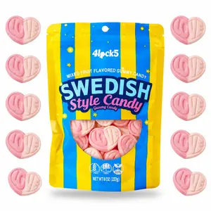 Swedish Style Gummy Candy 0.5 lb – Strawberry Vanilla Flavor Heart Shaped Scandinavian Gummies, Sweet Soft & Chewy Candy in Sealed Bag for Home, Office, Outdoor Snacks & Candy Gifts