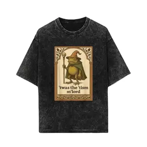Men's Cotton Seamless Shortsleeve Round Neck Graphic T-Shirt - Soft Menswear Fabric, Funny Wizard Frog Autism Awareness Graphic with "This is my disease" Slogan, Medieval Frog Black Casual Top, Ideal for Masquerade & Daily Wear, Adult Gift, Graphic T Shir