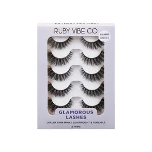 [RUBY VIBE CO] Night Out GN004 Glamorous Lashes Luxury Faux Mink Lightweight Reusable 5 Pairs Dramatic Volume for Bold Evening Looks