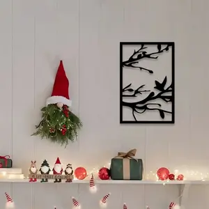 1pc Metal Tree Wall Decor, Tree of Life Bohemian Statue Mural, Perfect for Living Room, , Perfect Gift Choice, Tree of Life and Branch Bird Design, Unique Black Iron Art.