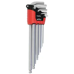 Wiha Tools 66996 ErgoStar Ball End Hex Metric L-Keys, 9 Pc. Set