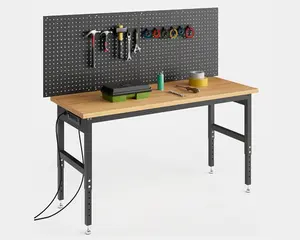 60 Inch Heavy Duty Adjustable Workbench with Pegboard 2000 LBS Capacity