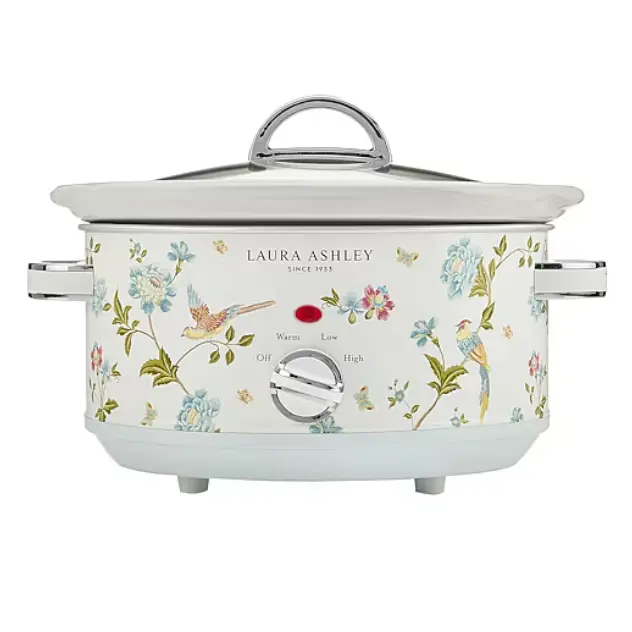 Laura Ashley 3.5 Qt Slow Cooker, Programmable Crock Pot with Removable Ceramic Insert & Tempered Glass Lid, Electric Slow Cooker for Soups, Stews, Chili, Meal Prep, Family Cooking, Kitchen Appliance, Easy Clean