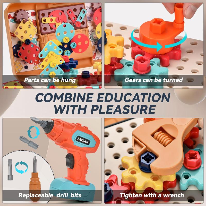 Magic Montessori Play Toolbox with Electric Drill, Kids Tool set Real, Toddler Screwdriver Toy Power Tools Box Drill and Screw kit for Boys Girls