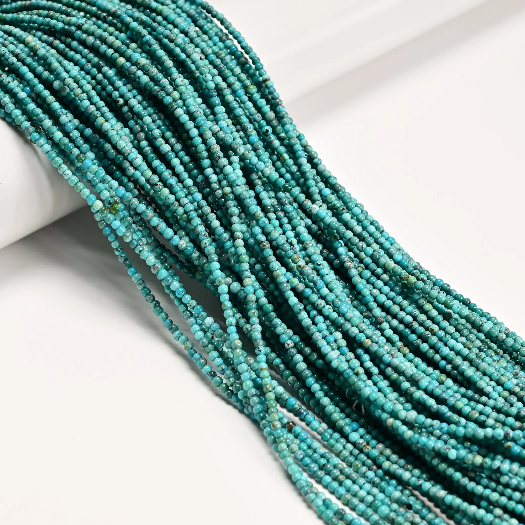 Natural Blue Turquoise Smooth Round Beads Size 2mm 2.6mm 15.5'' Strand