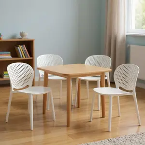 HomeRoots 554666 Heavy-Duty Plastic Functional Stacking Juvenile Chairs, White - Set of 4, Functional Stacking Chairs