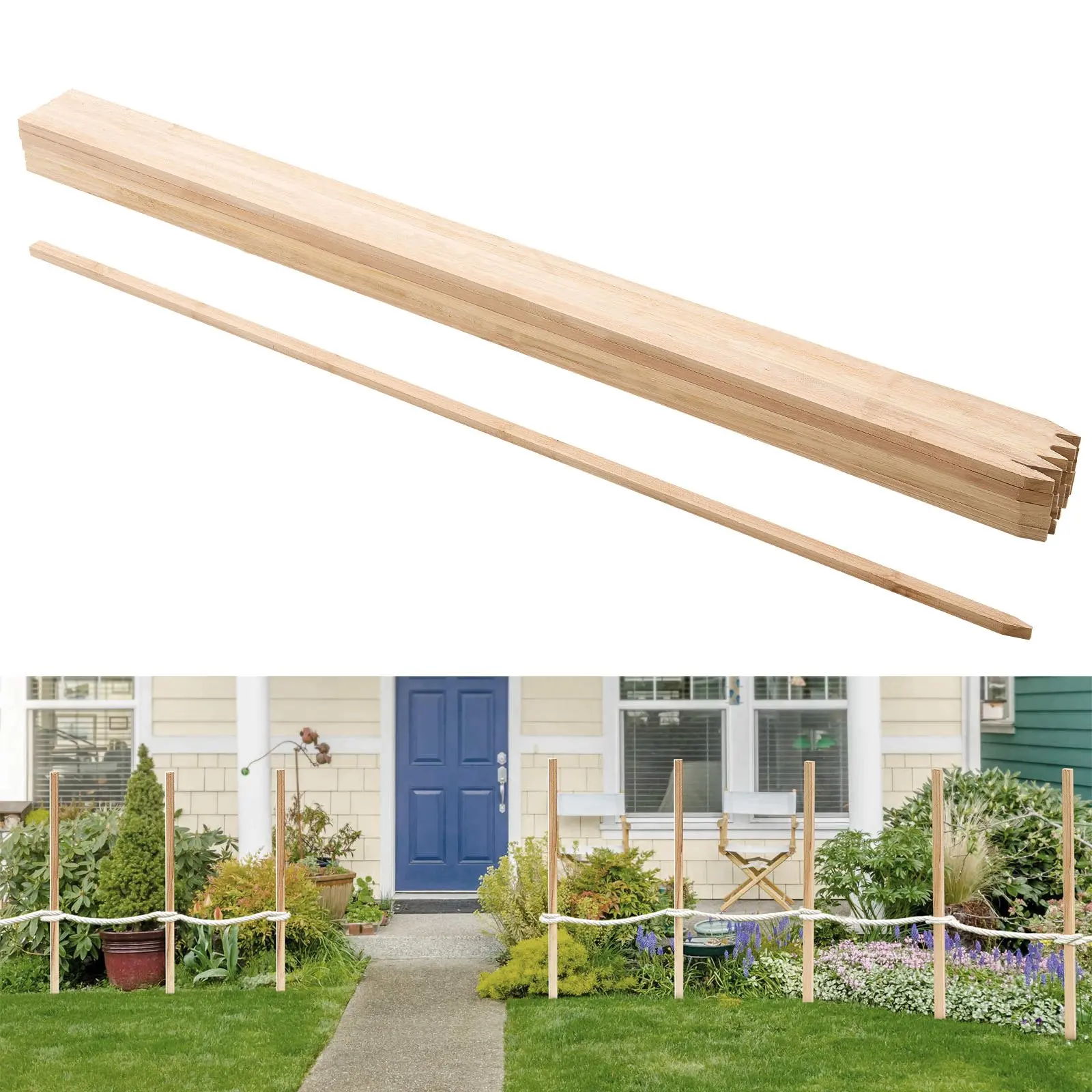 48" Long Natural Fir Wood Outdoor Garden Stakes Bulk Pack (25 Pcs, 0.69x0.5x48in, 5.62 lbs) - Sharp-Point Survey Stakes for Plant Support, Silt Fence, Farm Boundaries, Easy Soil Insertion, Decoration, Simple Look, 0.69X0.5x48 Inch