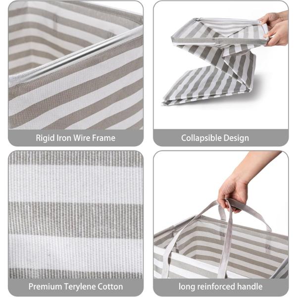 Large Laundry Basket 2-Pack Waterproof Freestanding Collapsible Clothes Basket 75L in Laundry Room Bathroom Bedroom Dorm