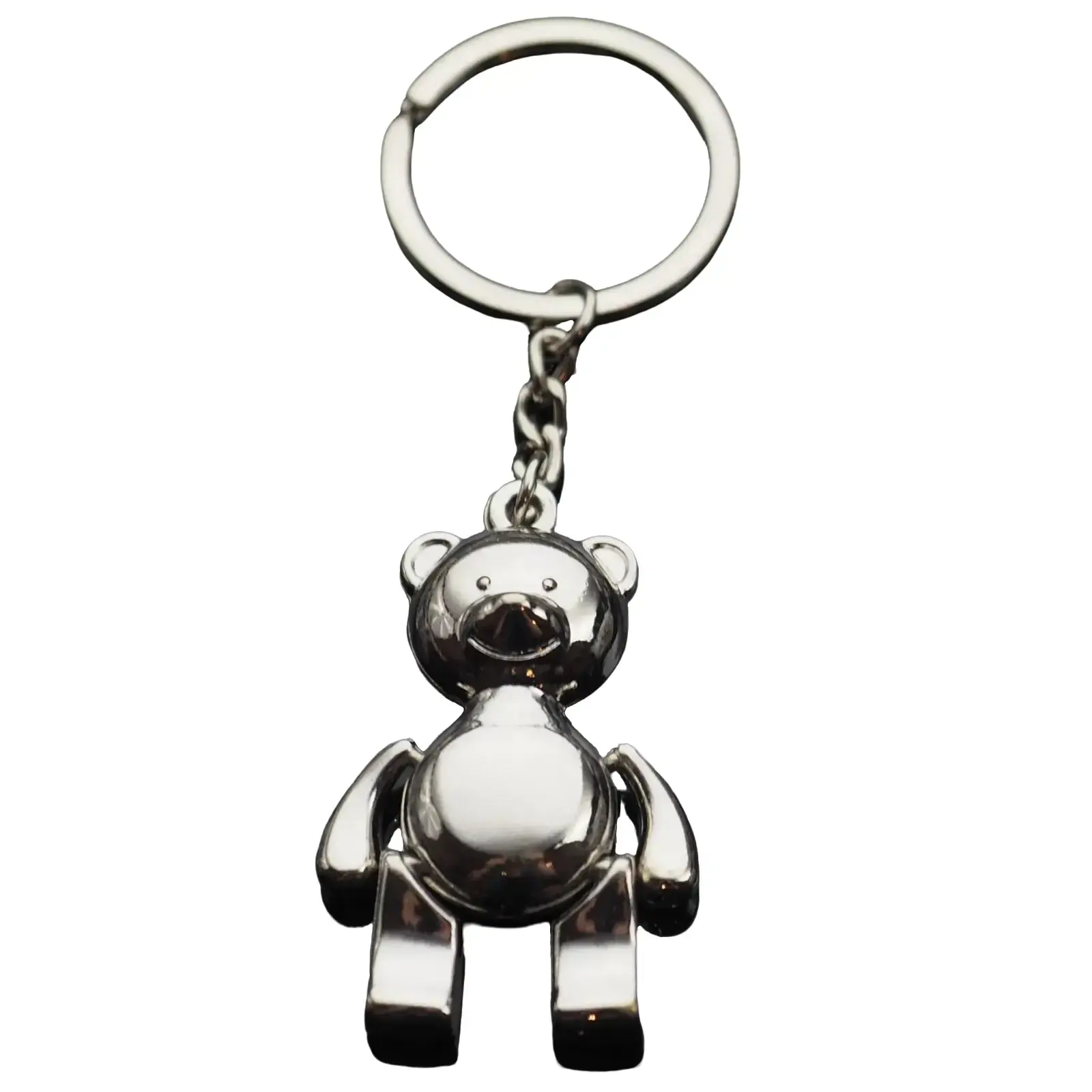 Teddy Bear Chrome Keychain Flexible Jointed Arms Legs Valentines Day Couple Gift