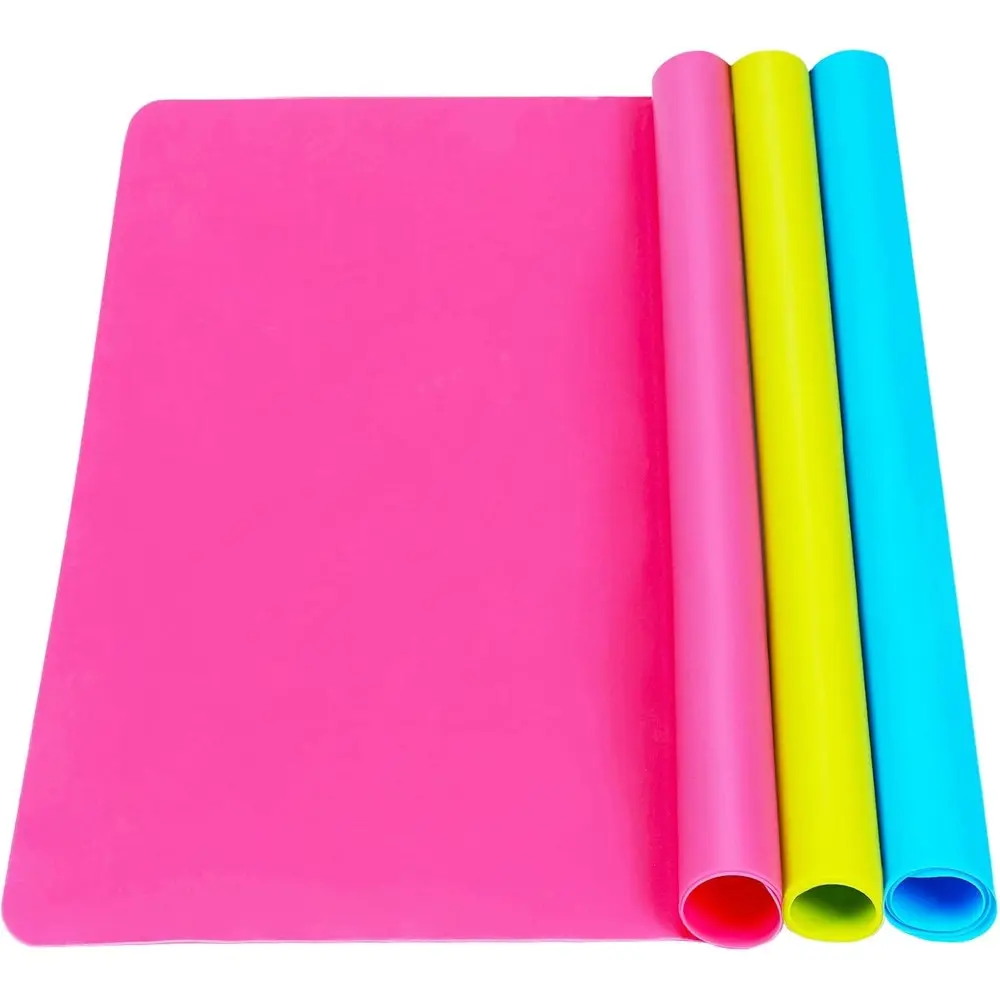 3 Pack Silicone mat Large Silicone Sheets For Crafts, Liquid, Resin Jewelry Casting Molds Mat, Silicone Placemat 15.7” x 11.8” (Blue & Rose Red & Green)