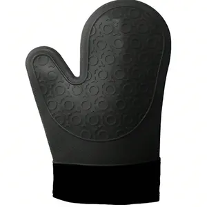 2PCS  Silicone Oven Mitts Ultra Heat Resistant Up To 500°F - Oven Mitts With Thick Cotton Liner - Water Proof Flexible Oven Gloves - Black Kitchen Kitchenware