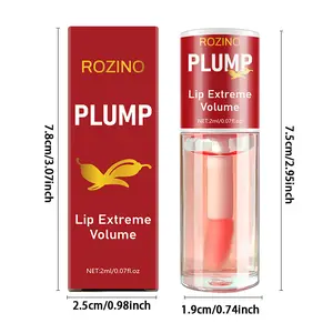 【Ten pack at a better price】ROZINO Plumping Lip Filler with Chili Oil Extract for FullerLips pH Reactive Tint Vegan Cruelty Free & Gluten FreeMakeup Product