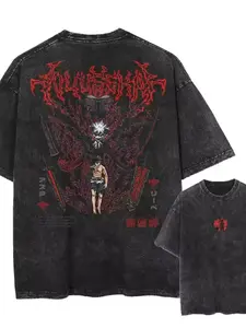 Naruto Night Kai Retro Printed T-shirt Japanese Anime Washed Used Men's Loose  Short Sleeve