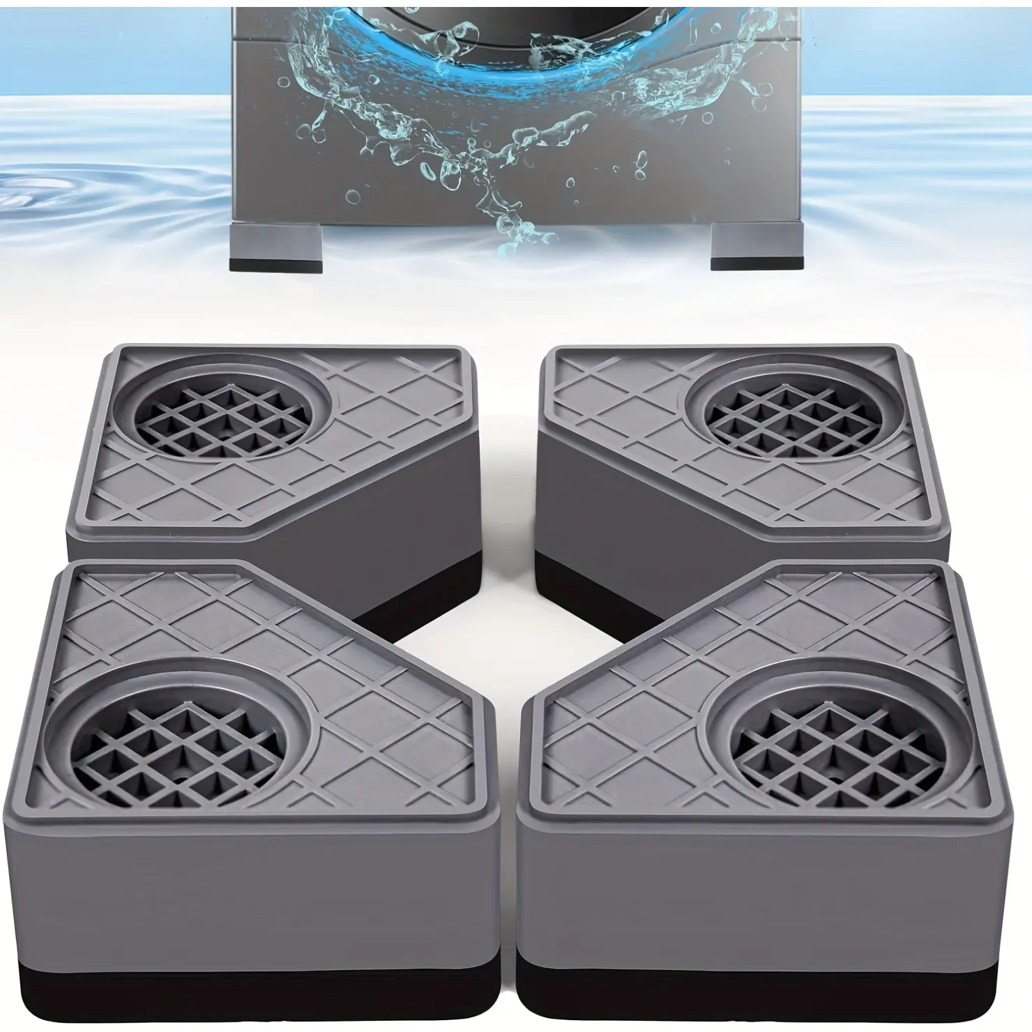 4PCS Anti-Vibration Stabilizer Support Feet, Durable Non-Skid Washer and Dryer Pads, Noise Cancelling Shock Absorbing Anti-Walk Base for Refrigerator and Furniture, Moisture-Resistant Cushion Pads, Home Floor Protection Accessories