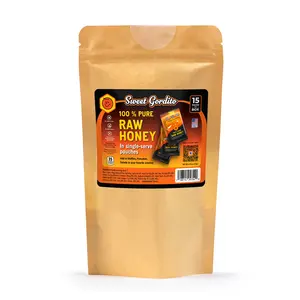 Sweet Gordite 100% Pure Raw Honey Sachets Ziplog 15 Pack - 9g Each for Coffee Lovers - Single Serve Convenience - Fresh & Secure Storage