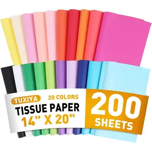 200 Sheets 20 Colors 14" X 20" Colored Tissue Paper Bulk for Gift Bags Birthday Party Flower Decoration Packaging