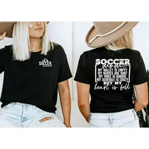 100% Pure Cotton T-shirt Soccer Mom Heart Is Full Graphic Tee, Sports T-shirt