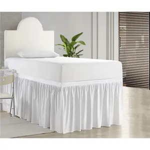 Dorm Room Bed Skirt Twin XL - 32 inch Drop, Dust Ruffled for College Dorms, 100% Microfiber - White