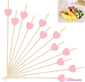 100 Pcs Wooden Toothpicks Cocktail Skewers Cute Natural Appetizer Fruit Finger Food Picks for Party Supplies Frill S&wich