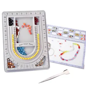 Bead Design Board Kit with Tweezers & Felt Mat - U-Shaped Beading Tray for DIY Jewelry Making, Bracelet & Necklace Craft Tool