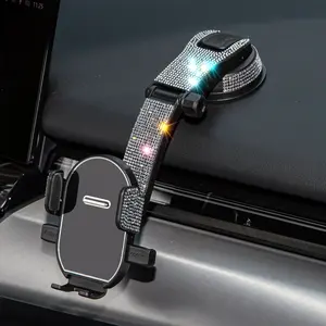 2025 New Car Phone Holder, Upgraded with Rhinestone Inlay Craftsmanship, Adjustable Horizontal and Vertical Phone Holder for Car Dashboard, Does Not Block View, Compatible with All Phones, Ideal Gift Choice Adjustable Folding Magnetic Phone Holder