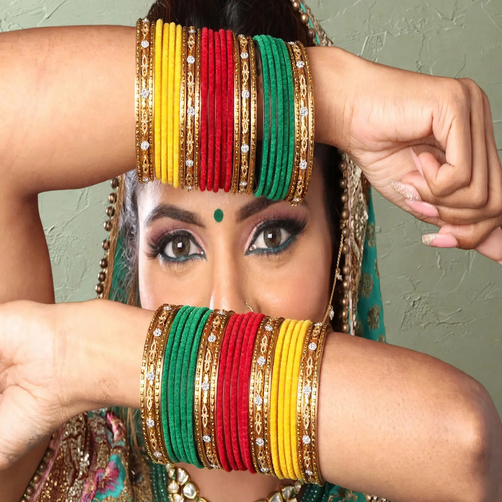 Gurudev fabric and metal bangles