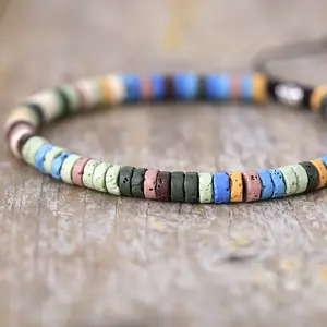 Vacation Style New Colorful Lava Stone Handmade Beaded Bracelet – Couple & Friendship Jewelry