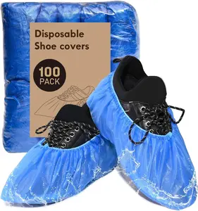 100 Pack (50 Pairs) Disposable Non-Slip Waterproof Shoe Covers – Plastic Boot Covers with Compact Roll for Easy Storage, Ideal for Indoor Use, Home Cleaning, Visits, One Size Fits Most