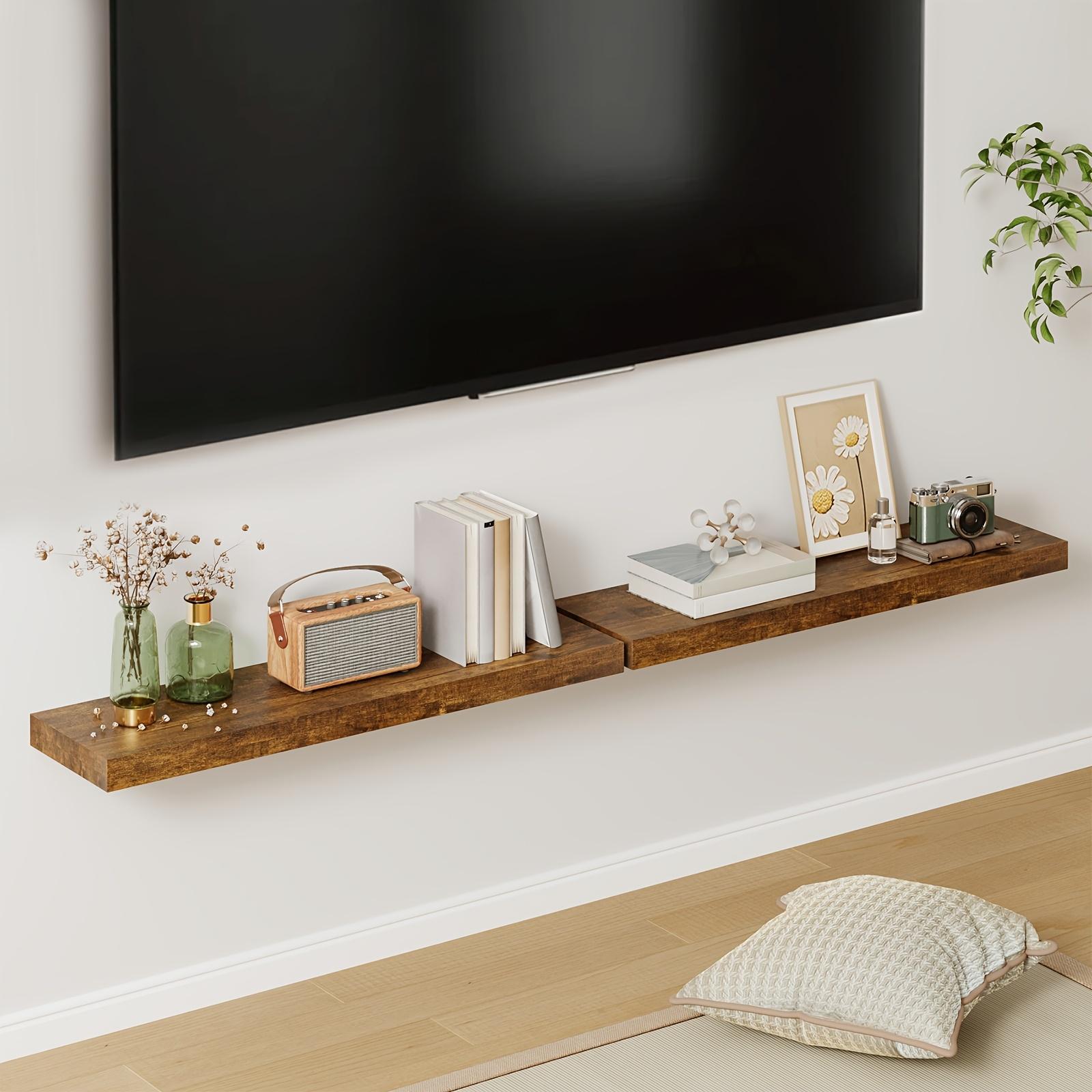 TOMNK 2/4/6pcs Floating Shelves, 15.7"/19.7"/ 22" Wood Hanging Shelf for Wall, Hanging Book Shelf for Wall Home Decor Living Room And Kitchen, Heavy Duty, Mounted Wood Shelves for Books, Bathroom, Storage Over Toilet