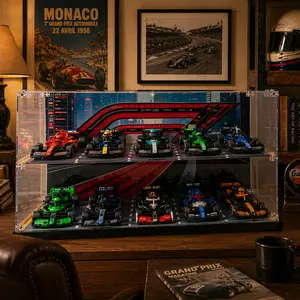 Acrylic Display Case Compatible with Speed Champions 10-in-1 Collector's Pack, Dust-Proof Display Box Compatible with  77242-77251,Size:20.07×9.44×10.23 in(NOT Included The Model)