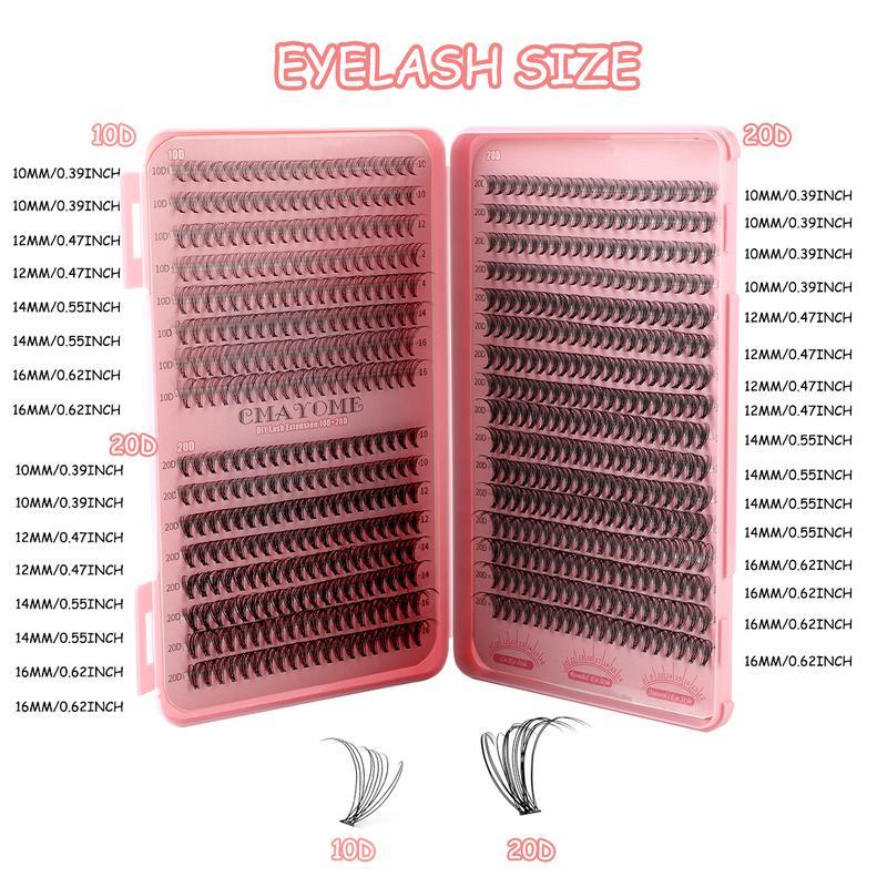 Lash Clusters Kit - 9-16mm Mixed Length D Curl Eyelashes with Bond Seal Remover Tweezers & Curler for Natural Enhancements 20D 30D 40D 50D Density Options